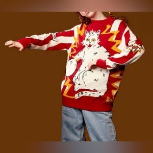 ELECTRIC CAT sweater. Sz S Curiosity Killed the Cat